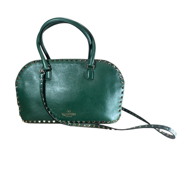 Valentino Garavani Pop Green Leather Rockstud 2way Top Handles Dome Satchel - Picture 2 of 15